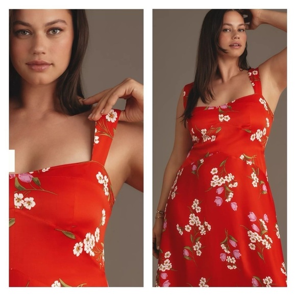 MAEVE x Anthropologie The Jocelyn Red Floral Sleeveless Midi Dress Size 2XL NWT - Picture 4 of 11